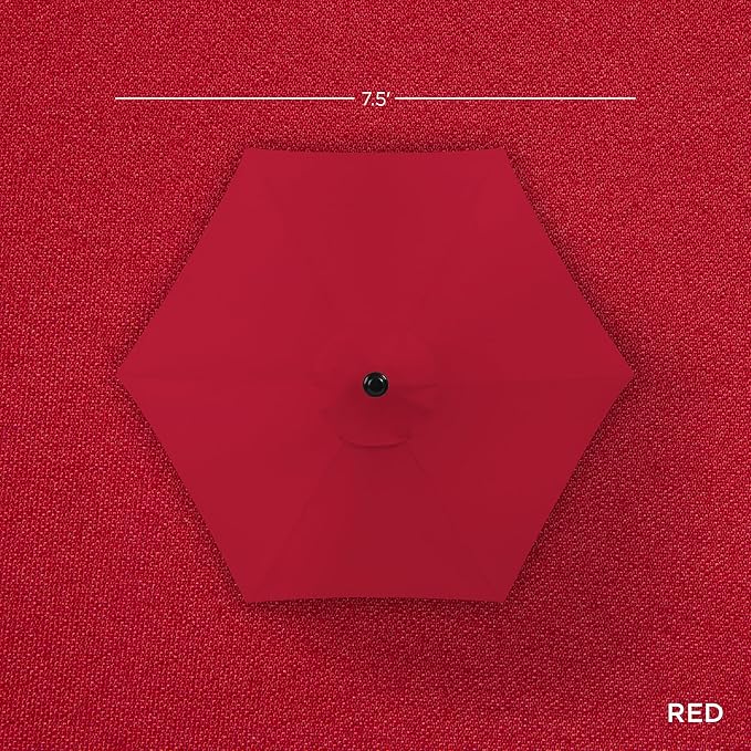 Best Choice Products 7.5ft Heavy-Duty Round Outdoor Market Table Patio Umbrella w/Steel Pole, Push Button Tilt, Easy Crank Lift - Red