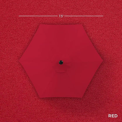 Best Choice Products 7.5ft Heavy-Duty Round Outdoor Market Table Patio Umbrella w/Steel Pole, Push Button Tilt, Easy Crank Lift - Red