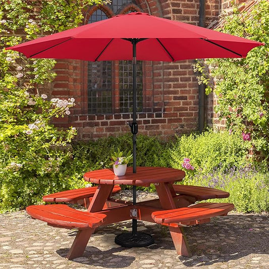 Yaheetech 10FT Patio Umbrella Outdoor Umbrella Patio Yard Market Table Umbrella with Push Button Tilt & Crank for Garden/Beach/Lawn/Deck/Backyard/Pool, 8 Ribs, Red