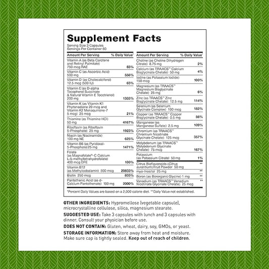 Amy Myers MD Multivitamin for Women and Men, Immune and Thyroid Support, Stress Relief - Activated B Vitamins, Zinc, Selenium, Iodine - Rich in Nutrients and Minerals, Increase Energy Levels 180 Caps