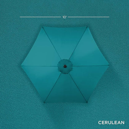 Best Choice Products 10ft Outdoor Steel Polyester Market Patio Umbrella w/Crank, Easy Push Button, Tilt, Table Compatible - Cerulean