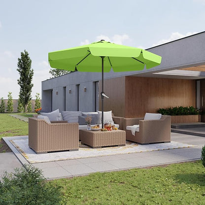 12FT Patio Umbrella Table Market Umbrella w/Crank Outdoor Umbrellas for Garden, Deck, Backyard, Pool and Beach, Apple Green