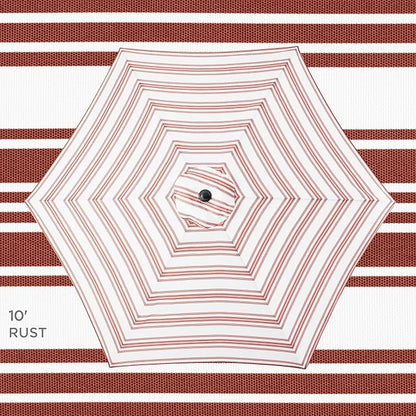 Best Choice Products 10ft Outdoor Steel Polyester Market Patio Umbrella w/Crank, Easy Push Button, Tilt, Table Compatible - Striped Rust