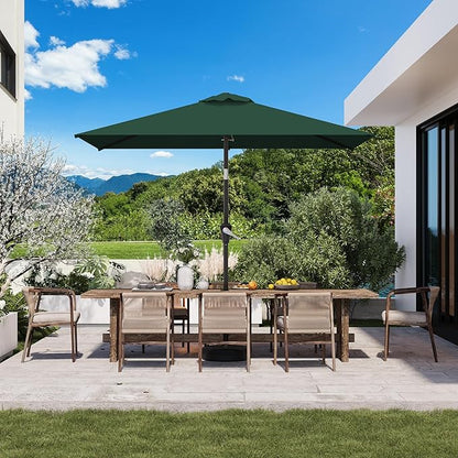 6.5' x 10' Rectangular Patio Umbrellas for Outdoor, Outdoor Table Umbrella, Large Outdoor Patio Umbrellas with 6 Sturdy Ribs for Market, Garden, Pool (Dark Green)