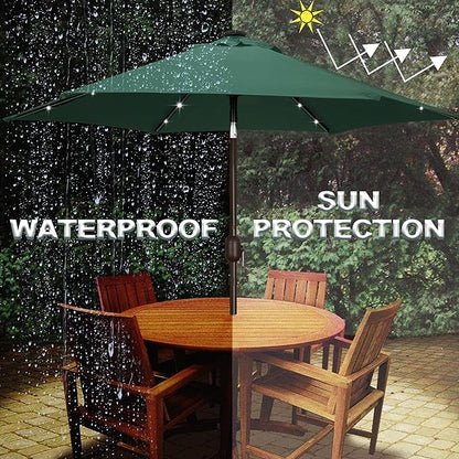 Blissun 7.5 ft Solar Umbrella, 18 LED Lighted Patio Umbrella, Table Market Umbrella
