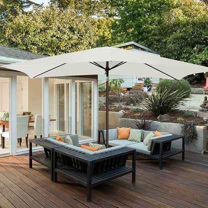 Blissun Rectangular Patio Umbrella, Table Market Umbrella with Tilt and Crank, Outdoor Umbrella for Garden, Deck, Backyard, Pool and Beach