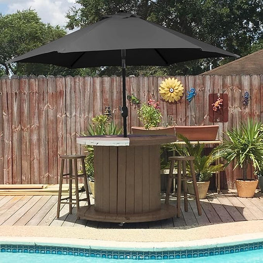 Yaheetech 7.5FT Patio Umbrella Outdoor Table Umbrella Canopy Market Umbrella with Push Button Tilt & Crank for Garden/Lawn/Deck/Backyard/Pool, 6 Ribs, Black