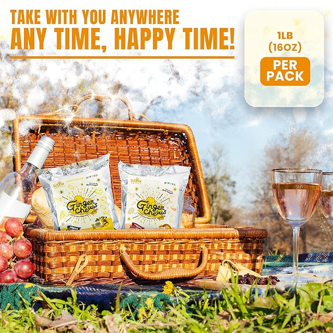 Fusion Select Ginger Chews - Sweet Soft Candied Delights From Indonesia - Promotes Relief From Morning Sickness, Upset Stomach - Made from Real Ginger Root, Non-GMO, Vegan Candy (1 Lb Mango)