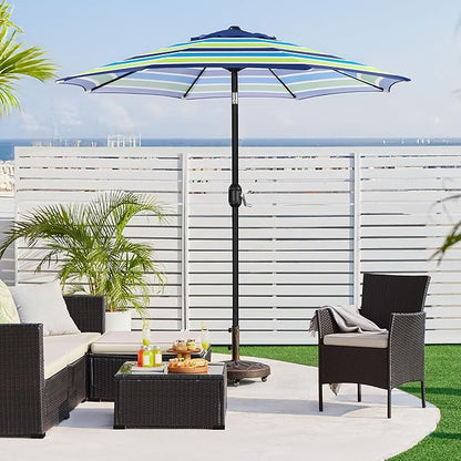 Yaheetech Patio Umbrella, 9ft Outdoor Market Table Umbrella with Push Button Tilt and Crank, 8 Sturdy Ribs Outdoor Yard Sun Shade for Garden Deck Backyard Pool