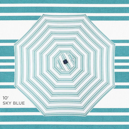 Best Choice Products 10ft Solar Polyester LED Lighted Patio Umbrella w/Tilt Adjustment and UV-Resistant Fabric - Striped Sky Blue