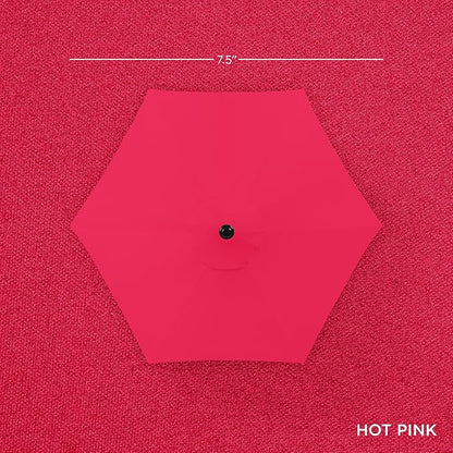 Best Choice Products 7.5ft Heavy-Duty Round Outdoor Market Table Patio Umbrella w/Steel Pole, Push Button Tilt, Easy Crank Lift - Hot Pink