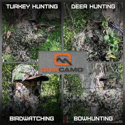 QuikCamo Lightweight 3D Leafy Camo Face Mask & Hat for Hunting, OSFM Adjustable Camouflage Hat, Mossy Oak & Realtree