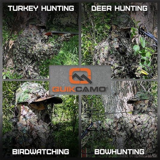 QuikCamo Lightweight 3D Leafy Camo Face Mask & Hat for Hunting, OSFM Adjustable Camouflage Hat, Mossy Oak & Realtree