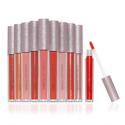 Beauty Concepts Lip Gloss Collection – Shimmering, Glossy Lip Makeup Set for a Radiant Finish, Light Pink Glitter Pantone