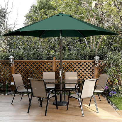 Blissun 7.5 ft Patio Umbrella, Yard Umbrella, Outdoor Market Umbrella with Push Button Tilt Crank, Dark Green