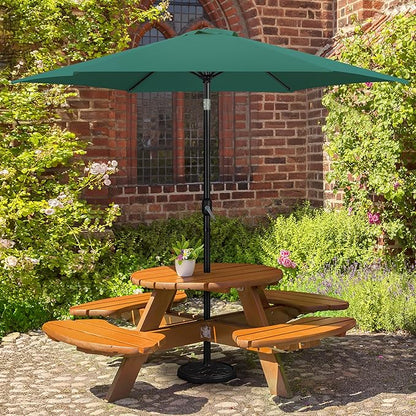 Yaheetech Patio Umbrella, 10FT Outdoor Table Umbrella Market Umbrella with Push Button Tilt and Crank & Sturdy Ribs, Yard Umbrella for Garden, Deck, Backyard, Pool, Dark Green
