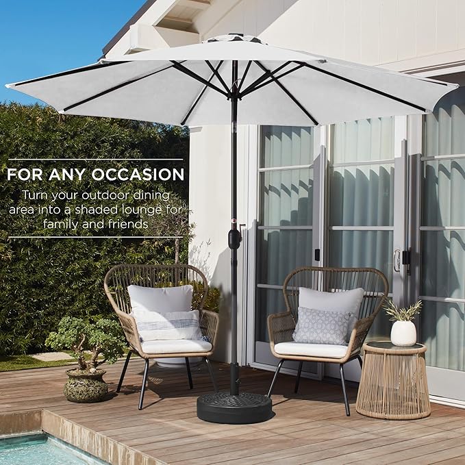 Best Choice Products 10ft Outdoor Steel Polyester Market Patio Umbrella w/Crank, Easy Push Button, Tilt, Table Compatible - White