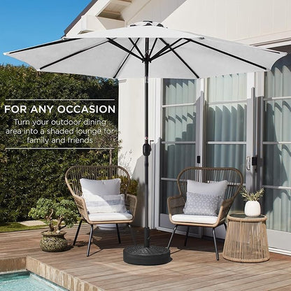 Best Choice Products 10ft Outdoor Steel Polyester Market Patio Umbrella w/Crank, Easy Push Button, Tilt, Table Compatible - White