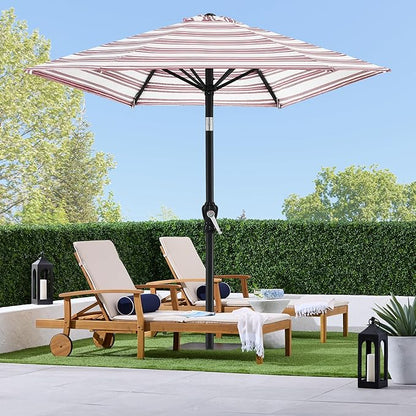 Best Choice Products 10ft Outdoor Steel Polyester Market Patio Umbrella w/Crank, Easy Push Button, Tilt, Table Compatible - Striped Burgundy