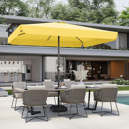 8 * 10FT Rectangular Patio Umbrella Table Market Umbrella w/Crank Outdoor Umbrellas for Garden, Deck, Backyard, Pool and Beach, Yellow