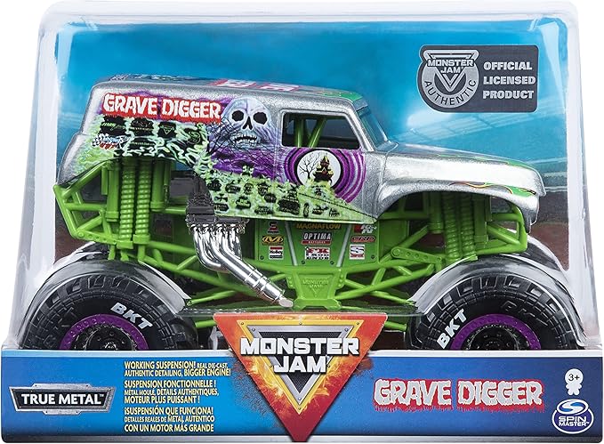 Monster Jam, Official Grave Digger Monster Truck, Die-Cast Vehicle, 1:24 Scale