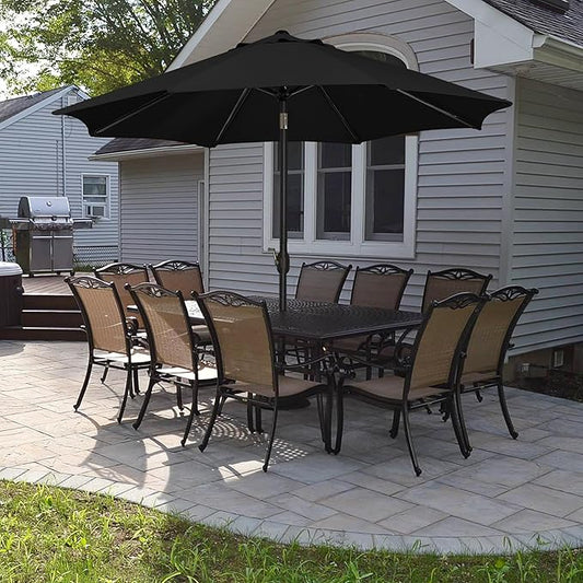 Yaheetech 9FT Patio Umbrella Outdoor Umbrella Patio Yard Market Table Umbrella with Push Button Tilt & Crank for Garden/Beach/Lawn/Deck/Backyard/Pool, 8 Ribs, Black
