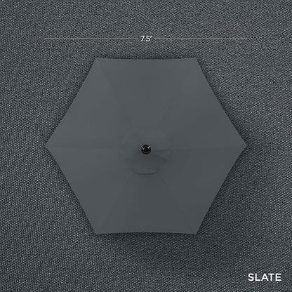 Best Choice Products 7.5ft Heavy-Duty Round Outdoor Market Table Patio Umbrella w/Steel Pole, Push Button Tilt, Easy Crank Lift - Slate