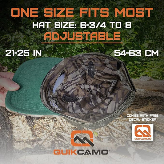 QuikCamo Lightweight 3D Leafy Camo Face Mask & Hat for Hunting, OSFM Adjustable Camouflage Hat, Mossy Oak & Realtree