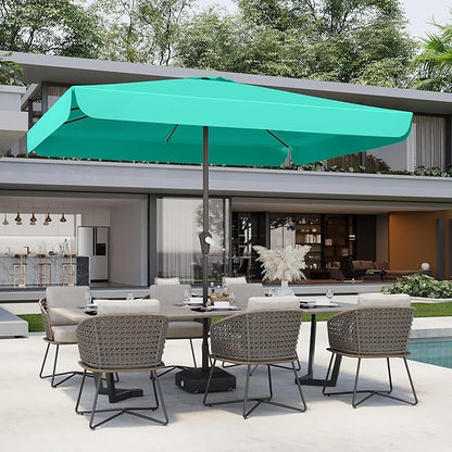 8 * 10FT Rectangular Patio Umbrella Table Market Umbrella w/Crank Outdoor Umbrellas for Garden, Deck, Backyard, Pool and Beach, Cerulean