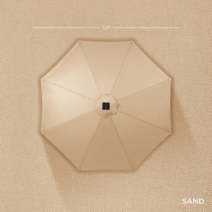 Best Choice Products 10ft Solar Polyester LED Lighted Patio Umbrella w/Tilt Adjustment and UV-Resistant Fabric - Sand