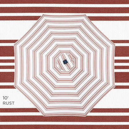 Best Choice Products 10ft Solar Polyester LED Lighted Patio Umbrella w/Tilt Adjustment and UV-Resistant Fabric - Striped Rust