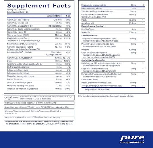 Pure Encapsulations Men's Nutrients - Multivitamin Mineral Supplement to Support Energy, Endurance & Stamina in Men Over 40* - with Vitamin D, Vitamin C & Trace Minerals - 360 Capsules