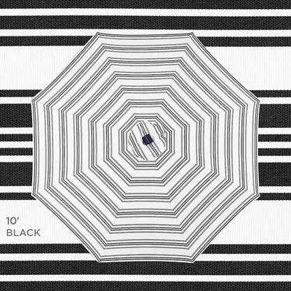 Best Choice Products 10ft Solar Polyester LED Lighted Patio Umbrella w/Tilt Adjustment and UV-Resistant Fabric - Striped Black