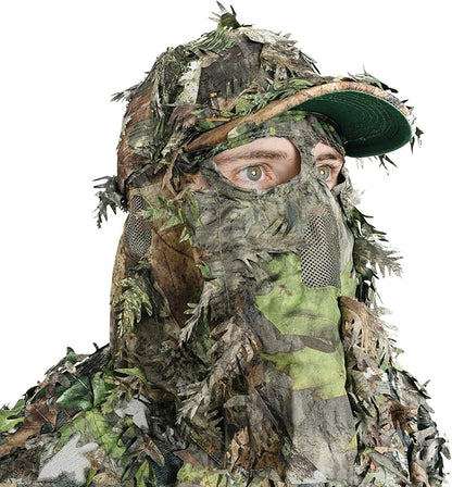 QuikCamo Lightweight 3D Leafy Camo Face Mask & Hat for Hunting, OSFM Adjustable Camouflage Hat, Mossy Oak & Realtree