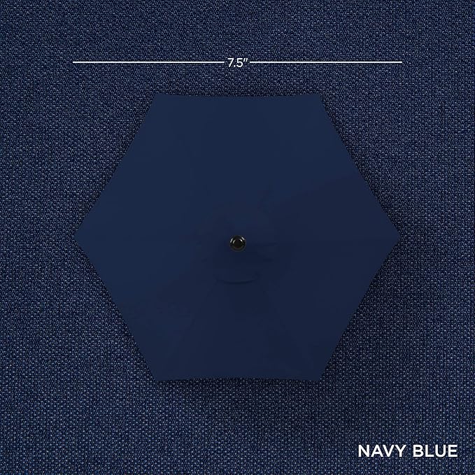 Best Choice Products 7.5ft Outdoor Solar Market Table Patio Umbrella for Deck, Pool w/Tilt, Crank, LED Lights - Navy Blue