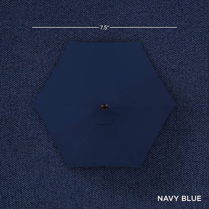 Best Choice Products 7.5ft Outdoor Solar Market Table Patio Umbrella for Deck, Pool w/Tilt, Crank, LED Lights - Navy Blue