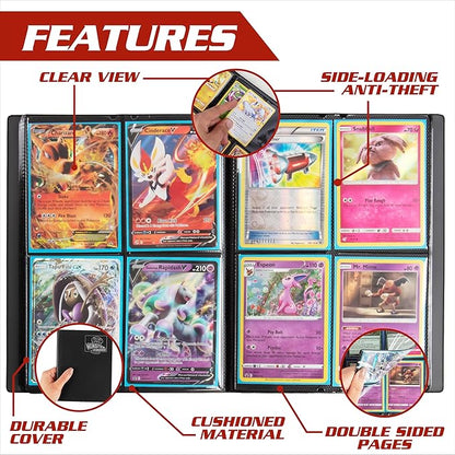 Monster 4 Pocket Trading Card Binder - Matte Sunflower Orange Album, Anti-Theft TCG Protection w Side Loading Padded Pockets, Double Sided, Holds 160 Cards, For Sports, Gaming, Kpop, Gift