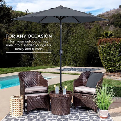 Best Choice Products 7.5ft Heavy-Duty Round Outdoor Market Table Patio Umbrella w/Steel Pole, Push Button Tilt, Easy Crank Lift - Slate