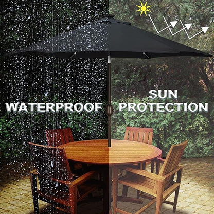 Blissun 7.5 ft Solar Umbrella, 18 LED Lighted Patio Umbrella, Table Market Umbrella