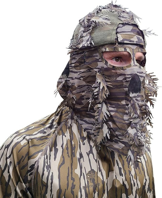 Mossy Oak Break-Up Camo Face Mask Rear Facing Hat for Hunting, Officially Licensed Camouflage