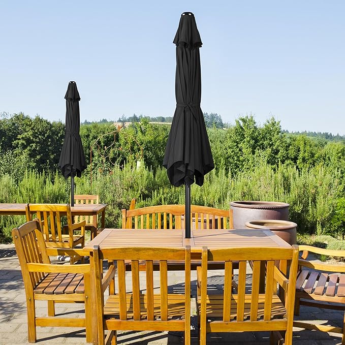 Yaheetech 9FT Patio Umbrella Outdoor Umbrella Patio Yard Market Table Umbrella with Push Button Tilt & Crank for Garden/Beach/Lawn/Deck/Backyard/Pool, 8 Ribs, Black