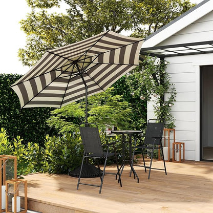 Abba Patio 9FT Lyon Outdoor Patio Umbrella Outdoor Table Umbrella with Push Button Tilt and Crank Market Umbrella 8 Sturdy Ribs UV Protection Waterproof for Garden Deck Backyard Pool, Stripe