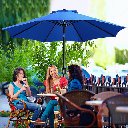 Yaheetech Patio Umbrella, 9FT Outdoor Market Table Umbrella with Push Button Tilt and Crank, 8 Sturdy Ribs, Outdoor Sun Shade for Garden, Beach, Deck, Backyard, Pool