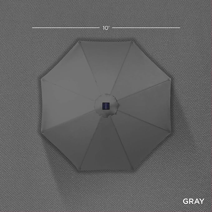 Best Choice Products 10ft Solar Polyester LED Lighted Patio Umbrella w/Tilt Adjustment and UV-Resistant Fabric - Gray