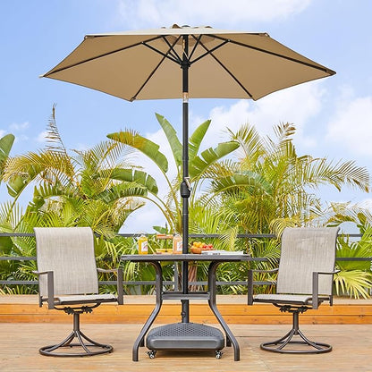 Yaheetech Outdoor Patio Umbrella, 7.5ft Table Market Umbrella with Push Button Tilt and Crank & Sturdy Ribs UV Protection for Garden, Deck, Backyard, Pool, Tan