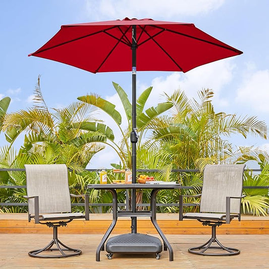 Yaheetech Patio Umbrella, 7.5FT Outdoor Table Market Umbrella with Push Button Tilt and Crank, Yard Sun Shade w/Sturdy Ribs UV Protection with for Garden, Deck, Backyard, Pool, Red