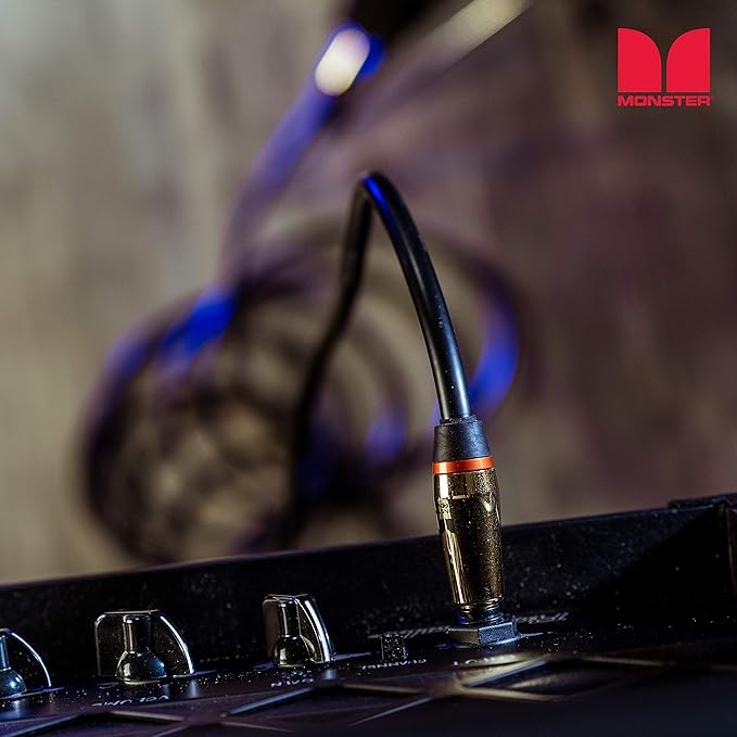 Monster Prolink Rock Instrument Cable. 8 in Right Angle to Right Angle Guitar Cable. for Electric Guitar Cable. 95% Copper Braided Shielded Guitar Cable