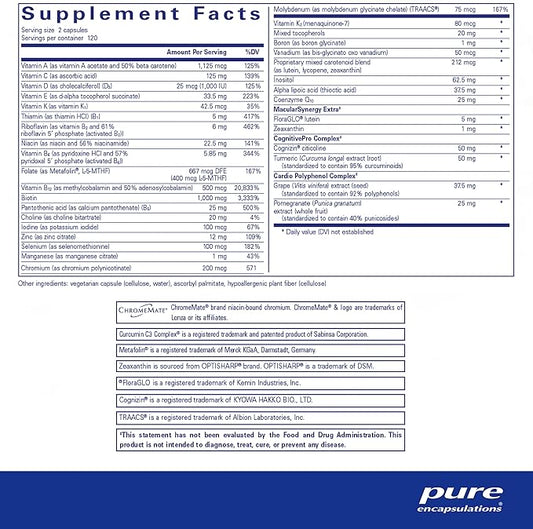 Pure Encapsulations Longevity Nutrients | Multivitamin/Mineral Complex to Support Healthy Aging, Brain Function, Eyes, Bones, and Vascular Health* | 240 Capsules