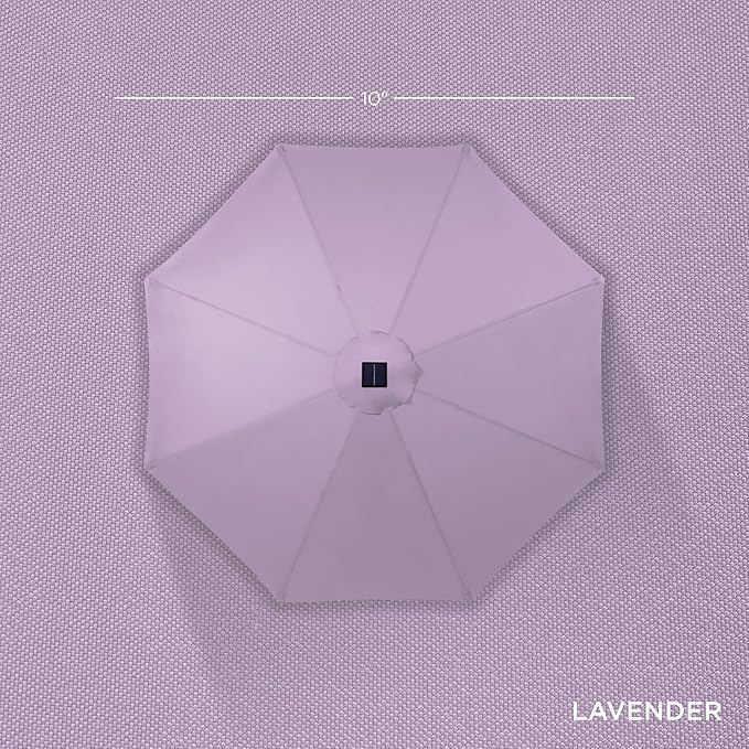 Best Choice Products 10ft Solar Polyester LED Lighted Patio Umbrella w/Tilt Adjustment and UV-Resistant Fabric - Lavender