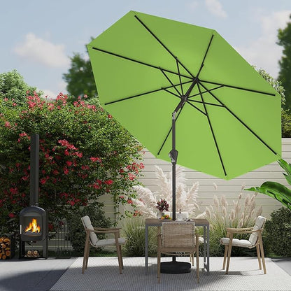 9 FT Patio Umbrella for Outdoor, Outdoor Umbrella with Push Button Tilt and Crank, Outdoor Patio Umbrellas with 8 Sturdy Ribs for Market, Garden, Deck, Backyard, Pool (Apple Green)